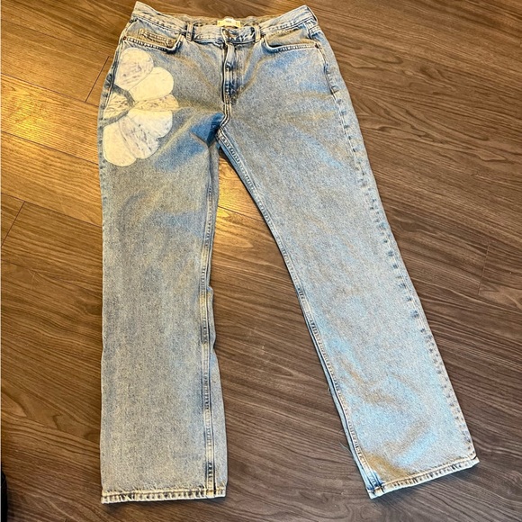 Upcycled Baggy Wide Leg Patchwork Jeans sz 12/14 - Picture 2 of 4